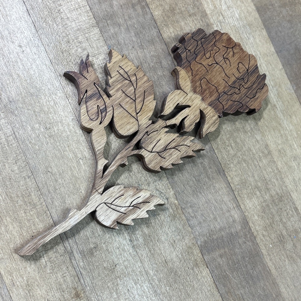 Handmade Wood Rose Wall Art Scroll Saw Floral Cutout